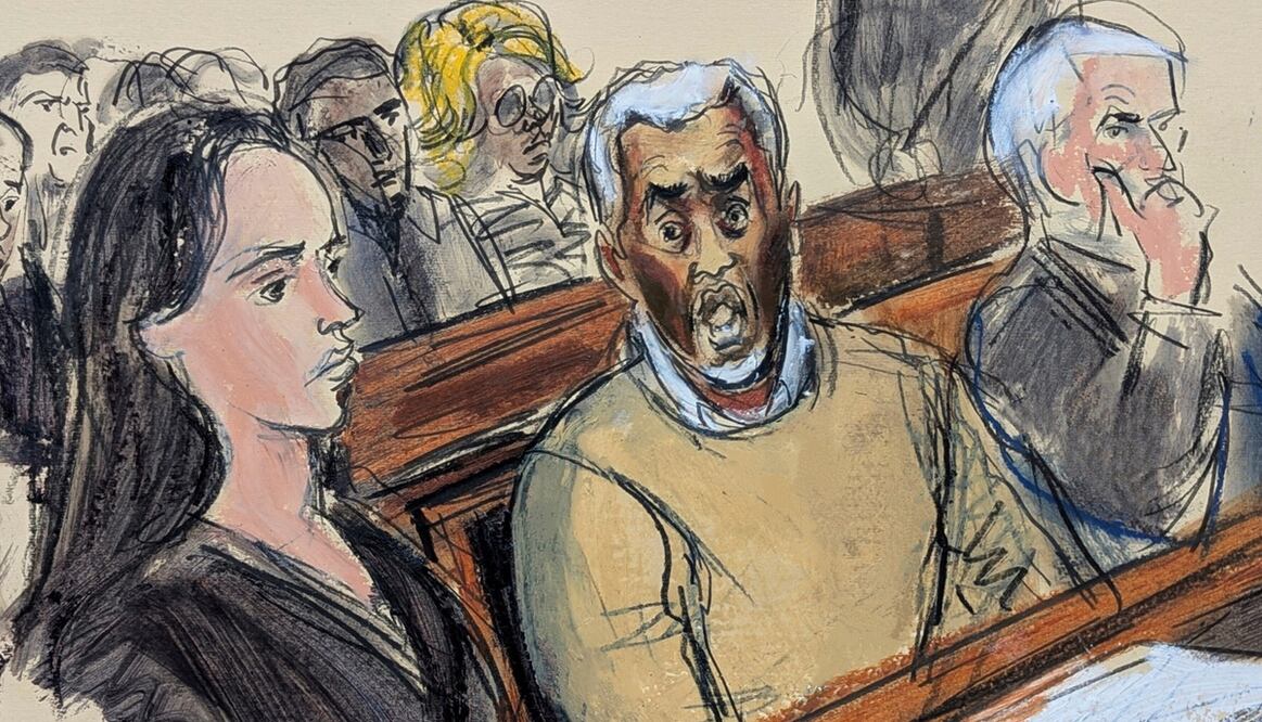 Sean "Diddy" Combs, en el centro, reacciona después de que se le negara la libertad bajo fianza por delitos relacionados con la prostitución, el 2 de julio de 2025, en el tribunal federal de Manhattan en Nueva York. Foto: Elizabeth Williams via AP, archivo.