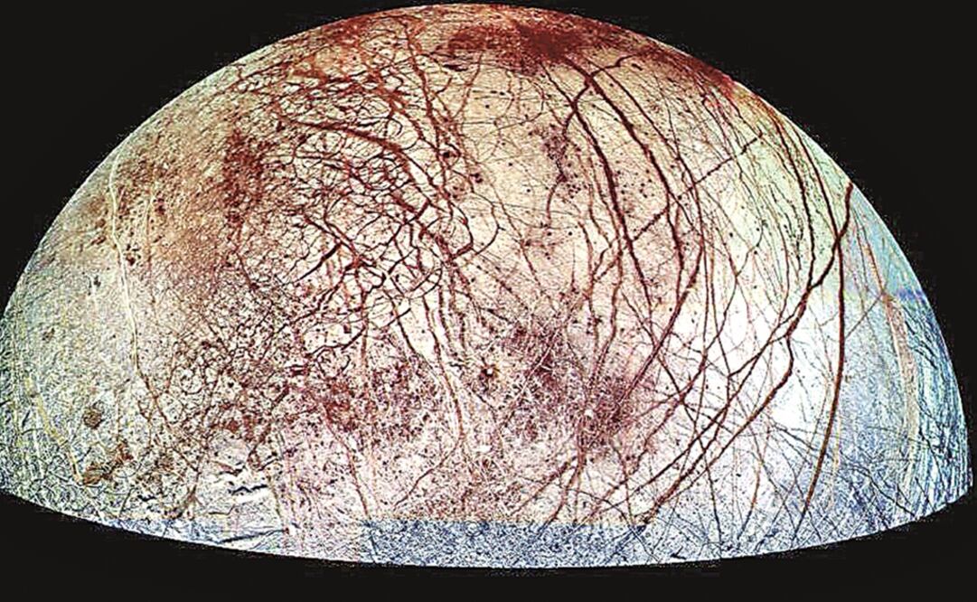 Europa es la luna helada de Júpiter, hacia el espacio. 