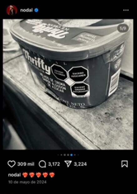 Christian Nodal compartió esta foto cuando aún no hacía pública su separación de Cazzu. El helado es el mismo que le gusta a Ángela Nodal, su actual esposa. ¿Significa algo o mera coincidencia?