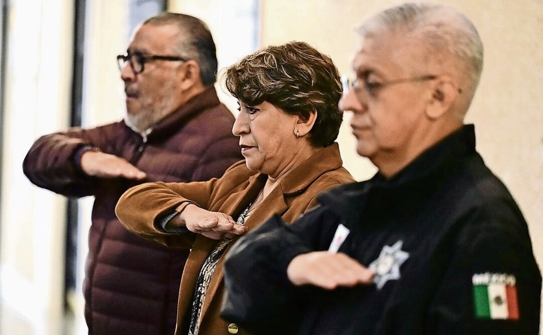La gobernadora Delfina Gómez sostuvo una reunión con autoridades de seguridad estatales. Foto: Especial