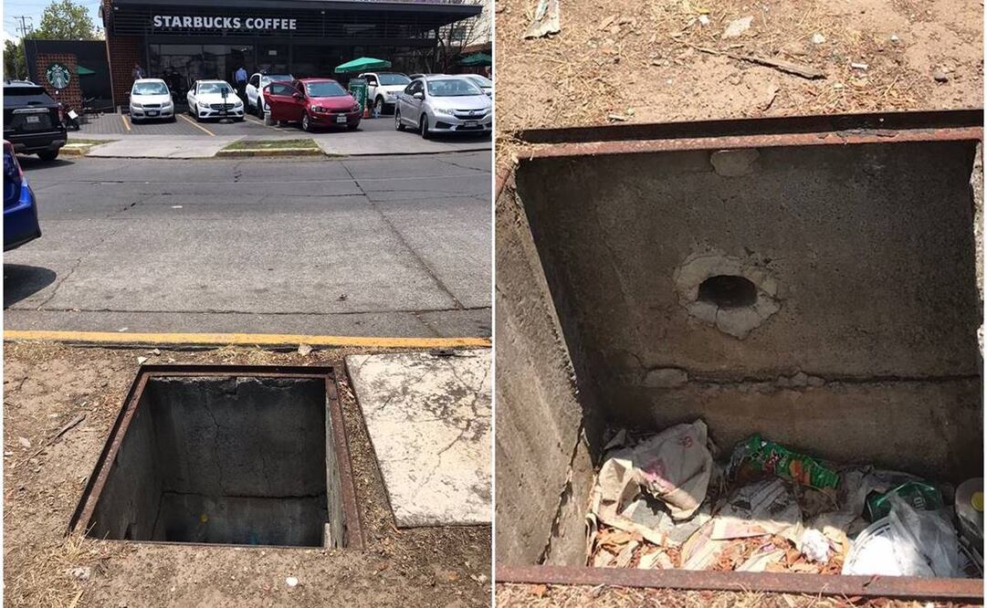 Coladera sin tapa en Ciudad Satélite. Foto: Rebeca Jiménez