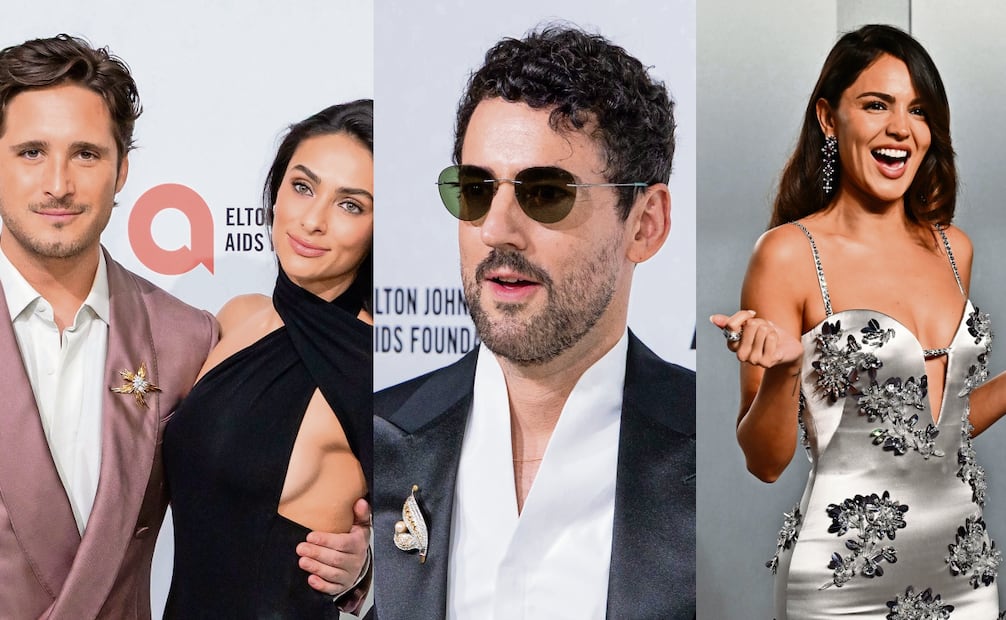 Diego Boneta y su novia, Renata Notni, a su llegada a la cena organizada por Elton John.
Luis Gerardo Méndez, otro mexicano en la gala, es miembro de la Academia desde 2021.
Eiza González asistió a la fiesta de Vanity Fair, luciendo un vestido de Miu Miu gris satinado. 
Fotos: AP