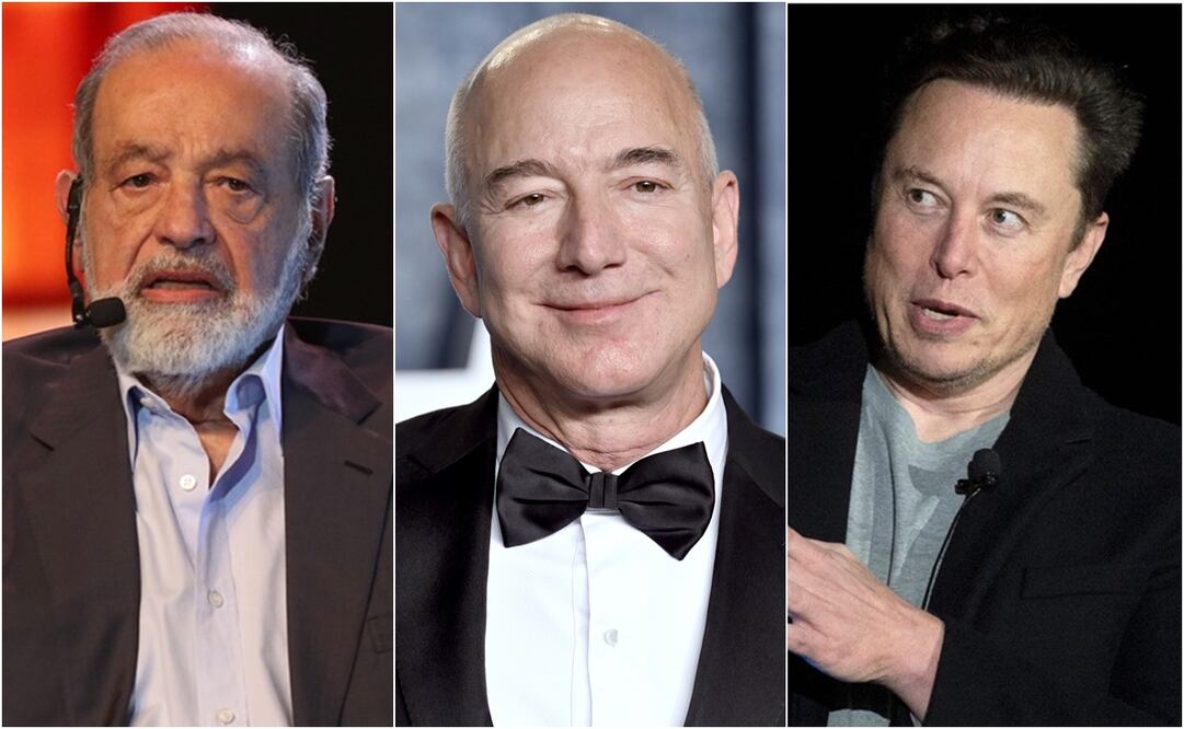 Carlos Slim, Jeff Bezos, Elon Musk. Foto: Especial