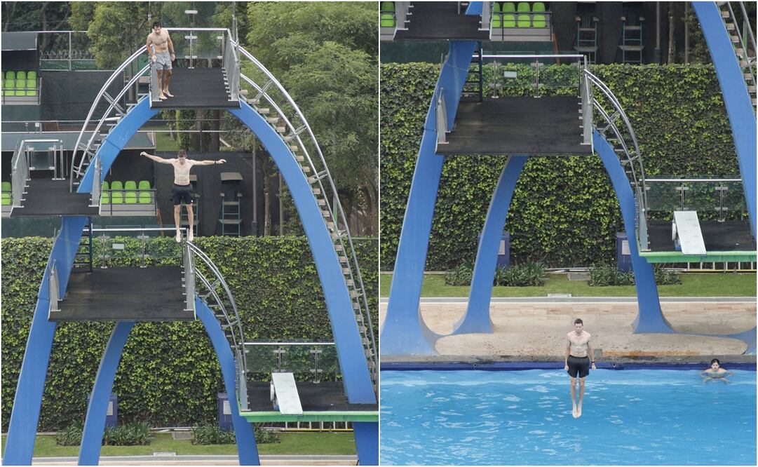Nicolás Jarry y Matheus Pucinelli festejan título del México City Open con clavados / FOTO: ESPECIAL