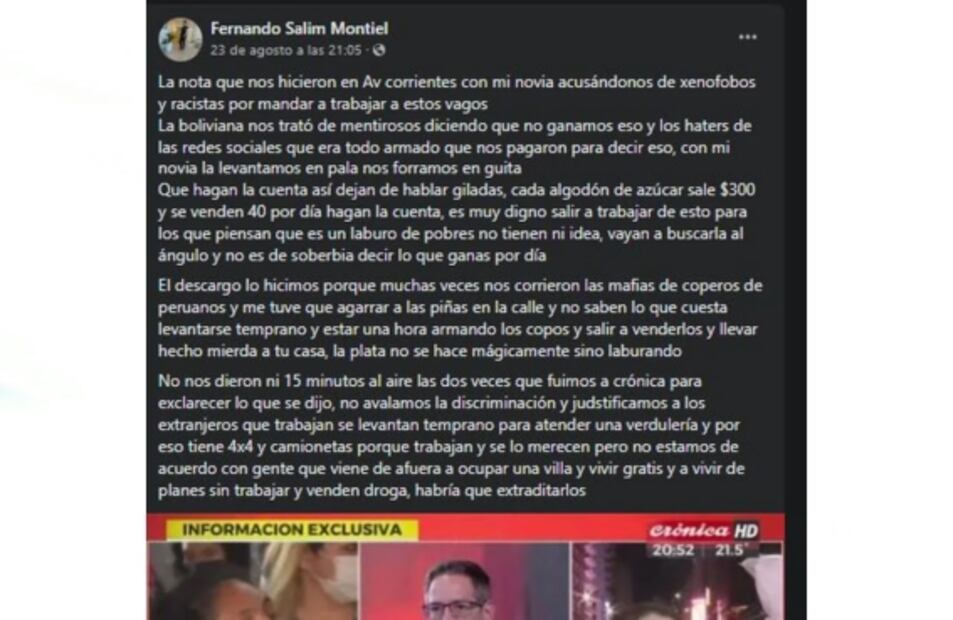 Atacante de Cristina Kirchner tuvo llamativas apariciones en TV y sigue a grupos de odio