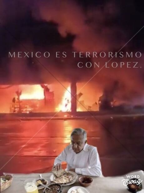 AMLO reacciona a meme de "terrorismo" comiendo "tamales de chipilín", tras ola de violencia 