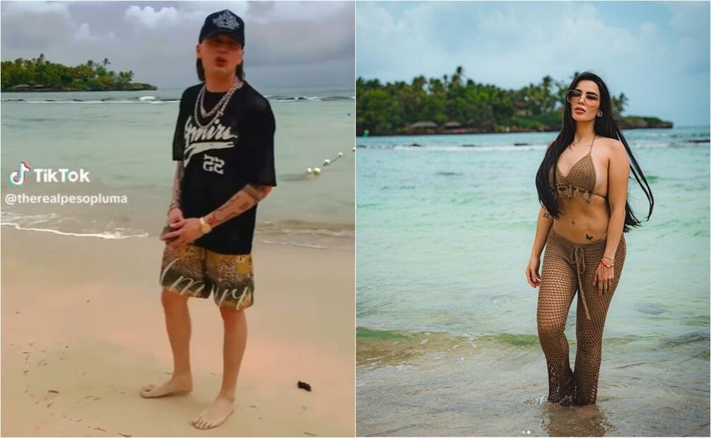 Peso Pluma y Dania Mendoza son captados juntos en las playas de República Dominicana para grabar "Bye".
Fotos: Instagram