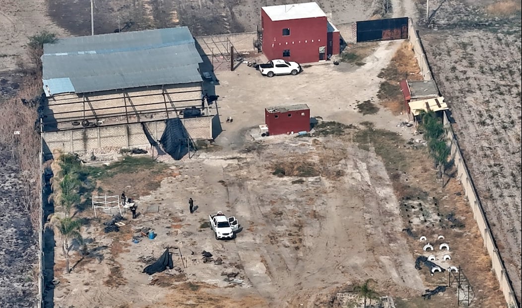 Imagen del rancho Izaguirre en la comunidad La Estanzuela donde el colectivo 'Guerreros Buscadores' localizó tres crematorios humanos mientras buscaba a sus familiares en Teuchitlán, Jalisco. Foto: AFP