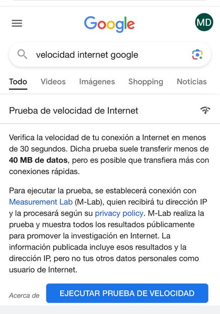Conoce cómo Google puede mostrarte la velocidad de tu internet. Foto: Captura de pantalla