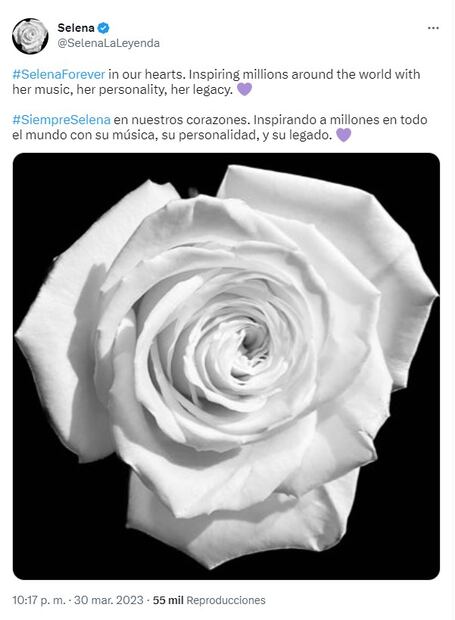 Tweet homenaje Selena Quintanilla