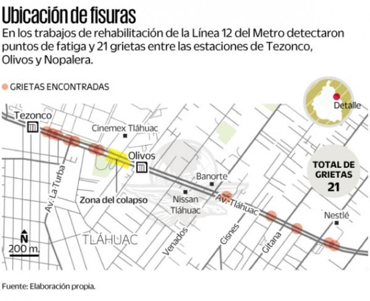 Expertos hallan 21 grietas en tramo elevado de L12