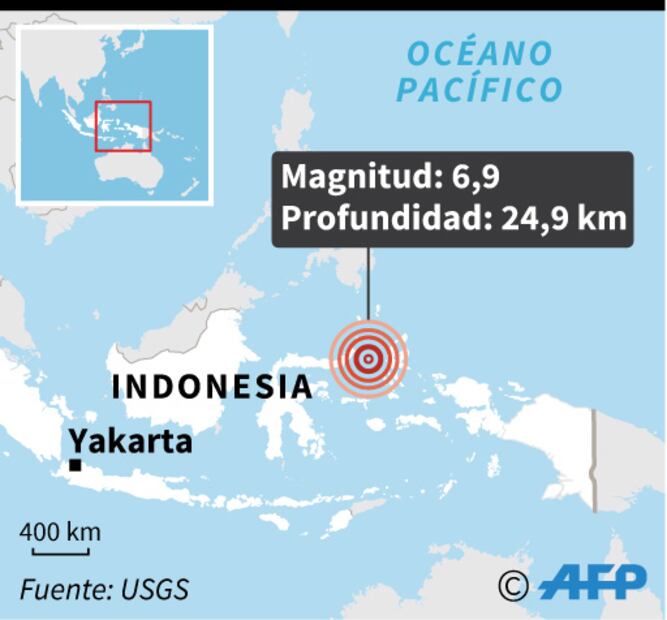 Cancelan alerta de tsunami en Indonesia tras sismo de 6.9