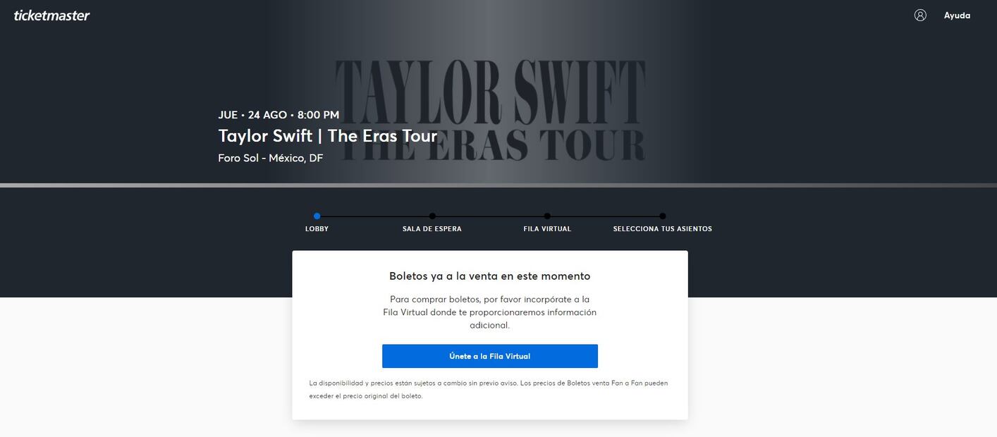 Fila Virtual Boletos Taylor Swift
