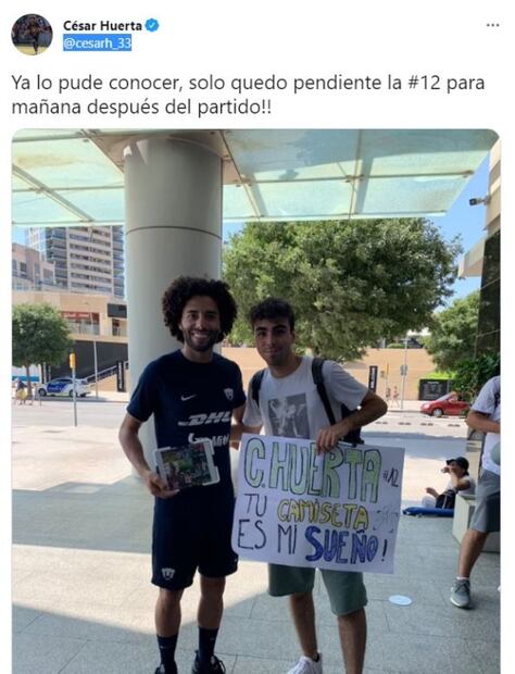 'Chino' Huerta cumple sueño de fan de Pumas en España