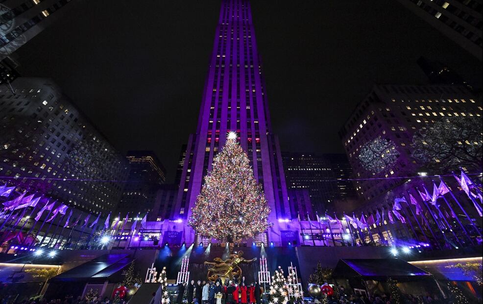 Encendido del árbol de Navidad del Rockefeller Center en Nueva York. Foto: AP