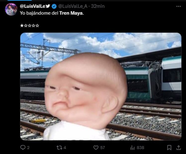 Los mejores memes que dejó el descarrilamiento del Tren Maya. Foto: Captura de pantalla
