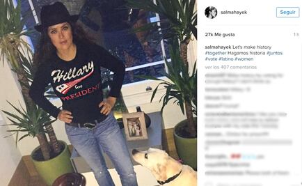 "Hagamos historia", dice Salma Hayek sobre Clinton y el voto latino