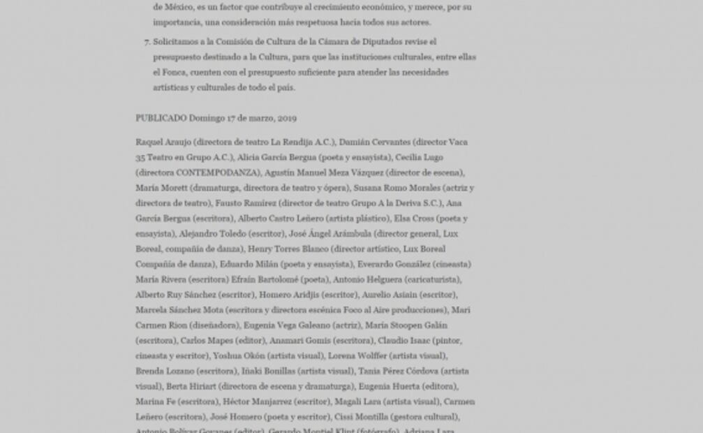 Artistas se muestran inconformes con la anunciada "refundación" del FONCA