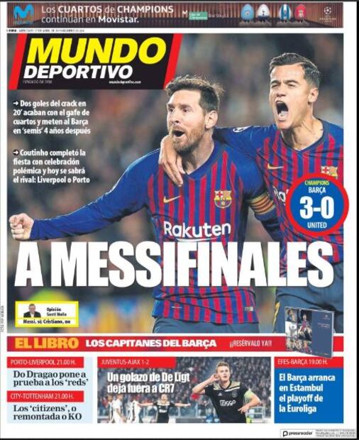 Las portadas en el mundo destacan la eliminación de Cristiano y la Juventus