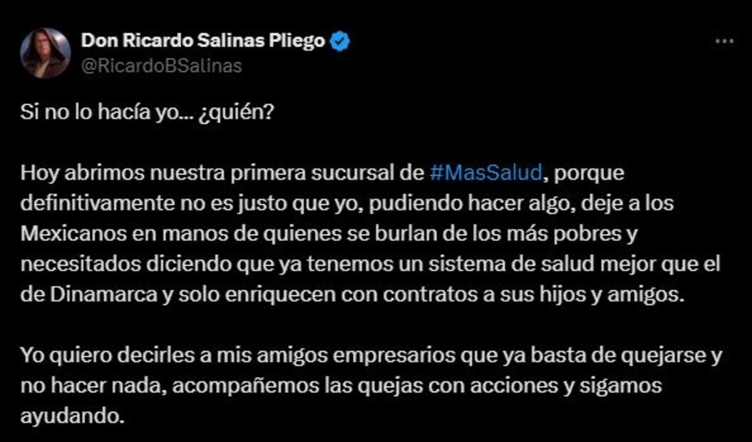 Salinas Pliego lanza dardo al gobierno mexicano. Foto: Captura de pantalla