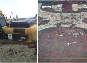 Hundimiento de una excavadora en el Nuevo Aeropuerto causa polémica en redes