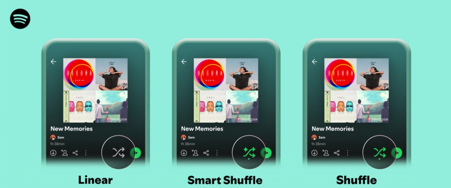 Íconos de los modos aleatorios de Spotify. Foto: Spotify Community