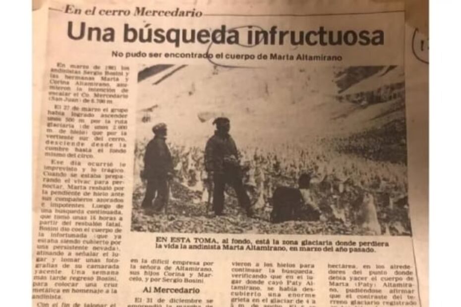 Hallan cuerpo de Paty, la joven argentina que cayó en un glaciar hace 42 años