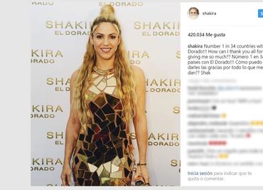 Shakira logra que "El dorado" sea número uno en 34 países