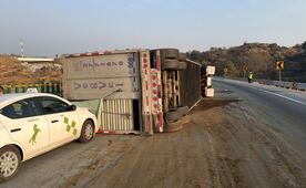 Accidentes en la autopista México-Puebla provocan caos vial; choque múltiple y volcadura de tráiler con ganado