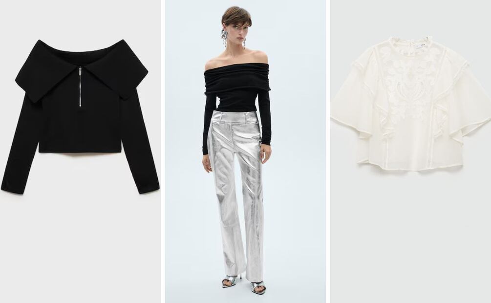 Un pantalón plateado puede lucir hermoso con tops de colores neutros que ya tienes en el clóset. Foto: Mango