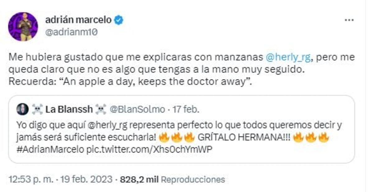 Herly RG explota por comentarios “gordofóbicos” de Adrián Marcelo y él responde