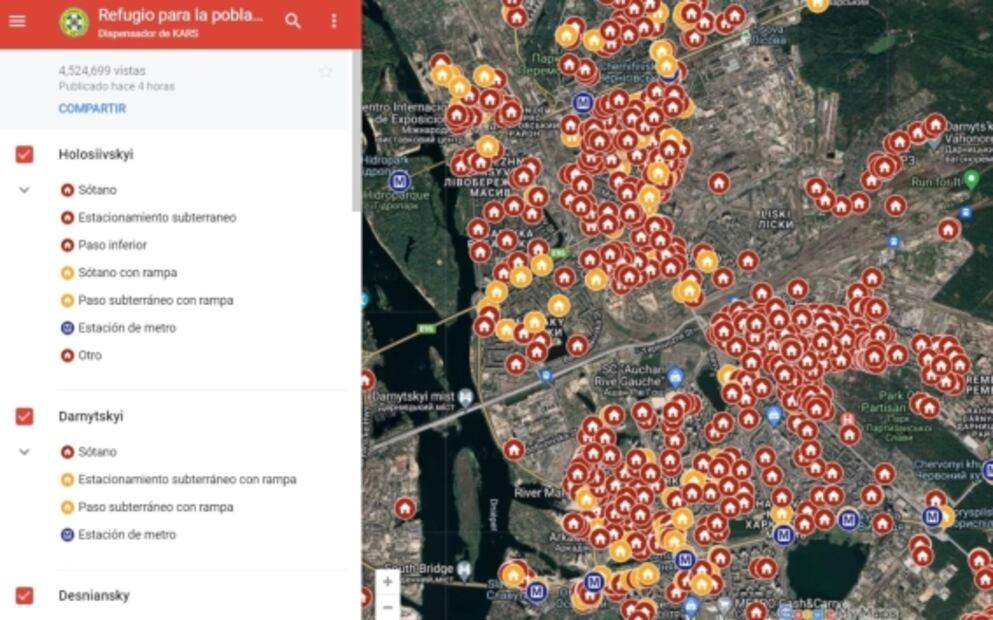 Ucrania difunde refugios en Google Maps
