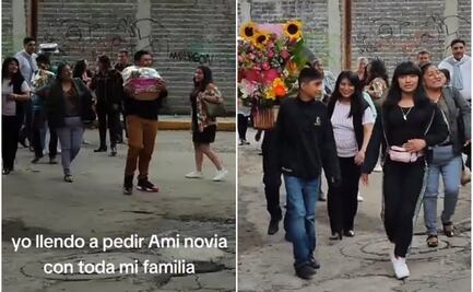 ¿Le dio el sí? Hombre pide matrimonio a su novia y va acompañado de su familia