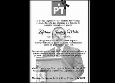 Fallece Zeferino Juárez Mata, diputado local de Nuevo León, por secuelas del Covid-19