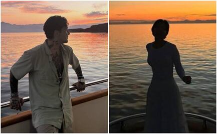 Christian Nodal y Ángela Aguilar presumen beso frente al mar en su luna de miel
