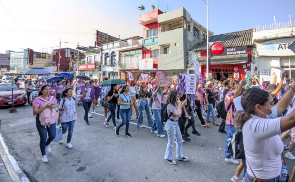 Marcha en Tabasco por el Día Internacional de la Mujer este 8M (08/03/2025). Foto: Especial
