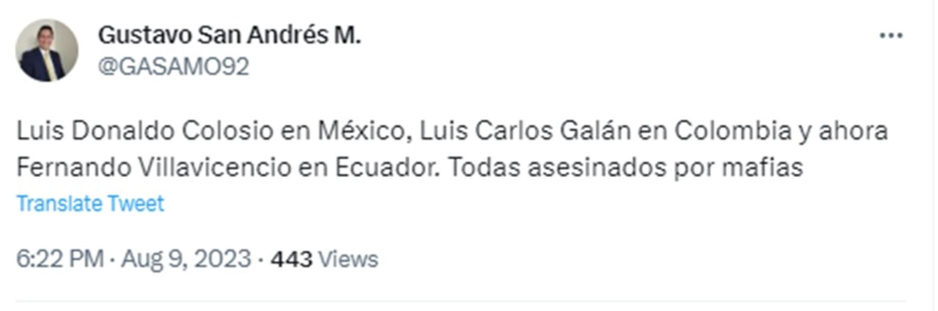 Evocan a Colosio tras asesinato de Fernando Villavicencio en Ecuador. Foto: Twitter