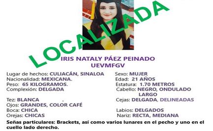 Localizan a joven reportada como desaparecida en Sinaloa 