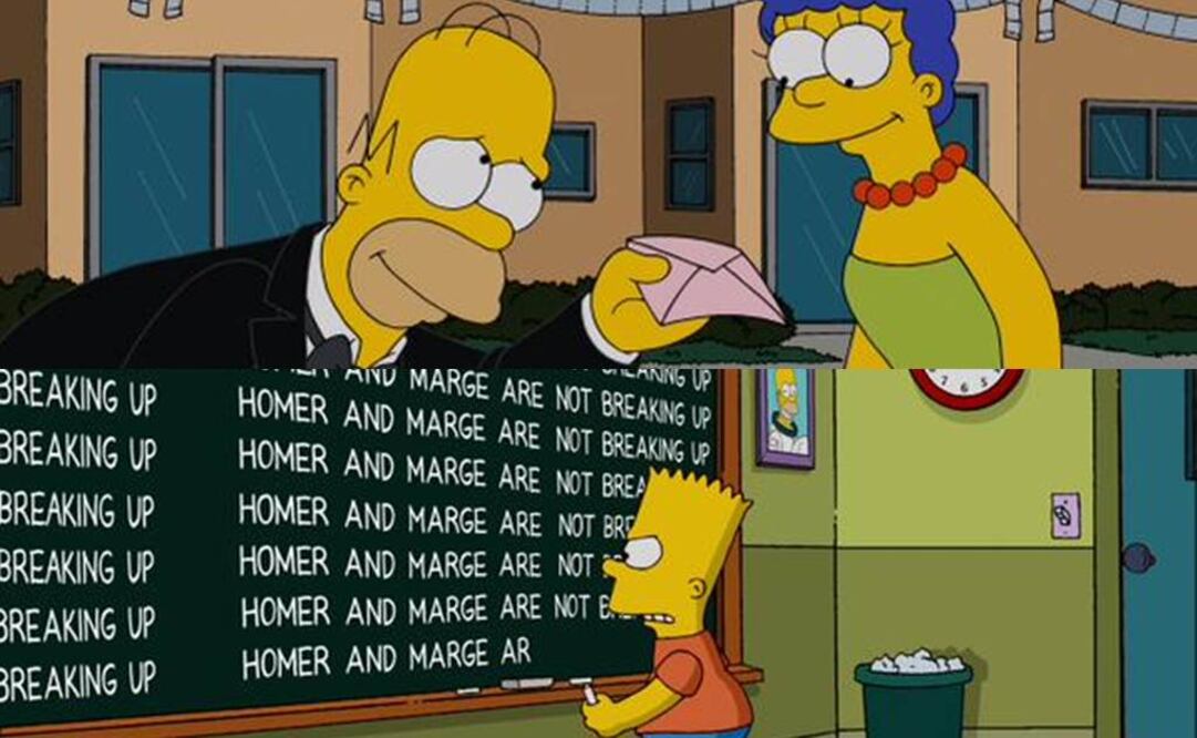 La cuenta publicó una fotografía donde salen Homero y Marge de forma romántica con un mensaje en español que dice "Marge y Homero para siempre". FOTO: Twitter