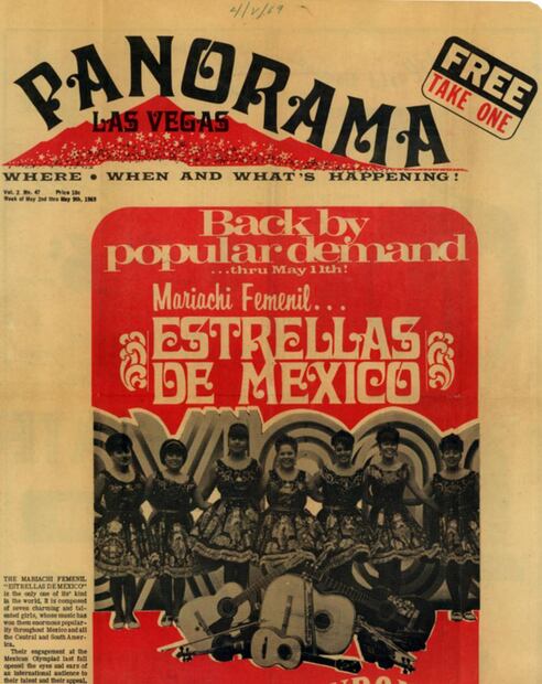 En 1969 el grupo femenil de mariachi mexicano realizó otra gira por la ciudad de Las Vegas, en Nevada, Estados Unidos. Colección Particular, Cortesía.