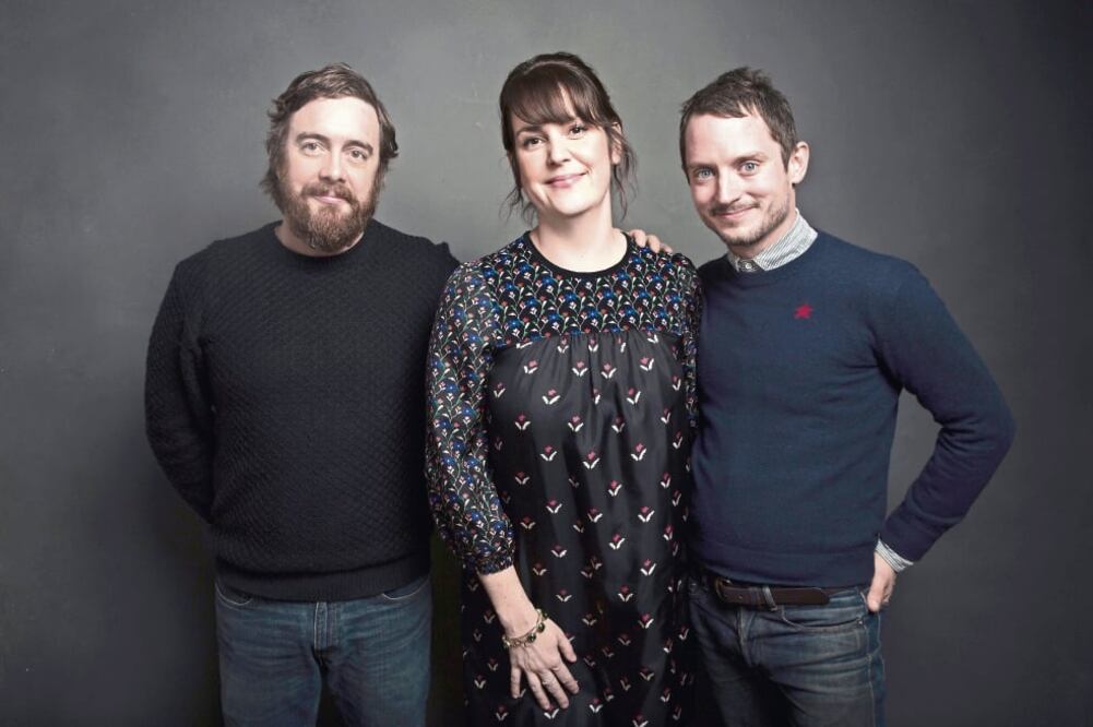 Macon Blair, director, y Melanie Lynskey y Elijah Wood, actores. (TAYLOR WELLER. AP)