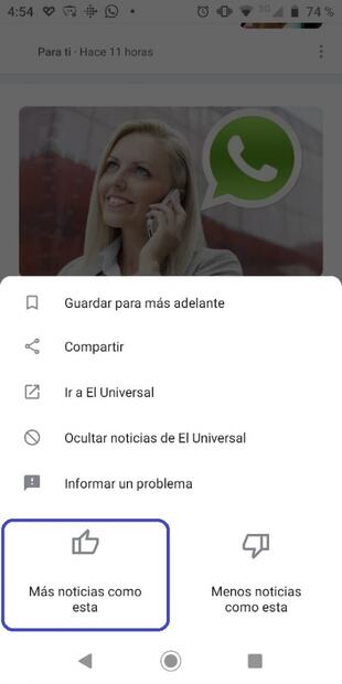 Recibe recomendaciones de EL UNIVERSAL desde Google Discover