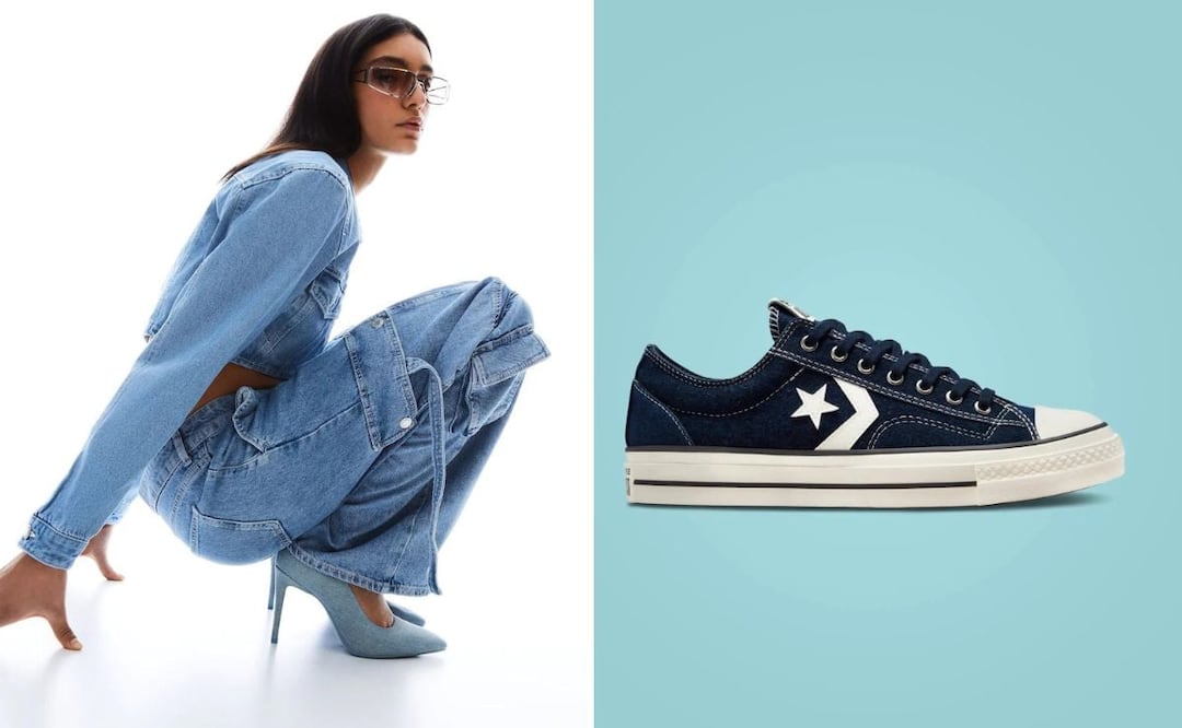 El calzado con acabado de mezclilla puede ser muy versátil / Foto: Bershka / Converse