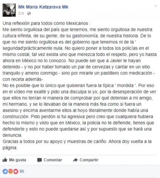 María Katzarava denunció detención de un amigo