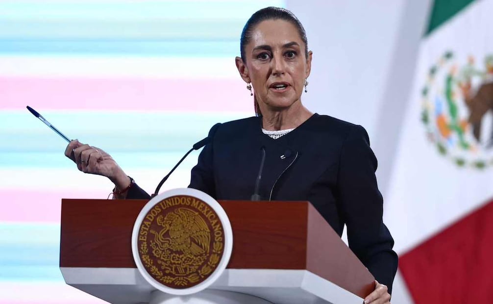 La presidenta Claudia Sheinbaum durante la mañanera de este 26 de agosto del 2025. Foto: Berenice Fregoso / EL UNIVERSAL.