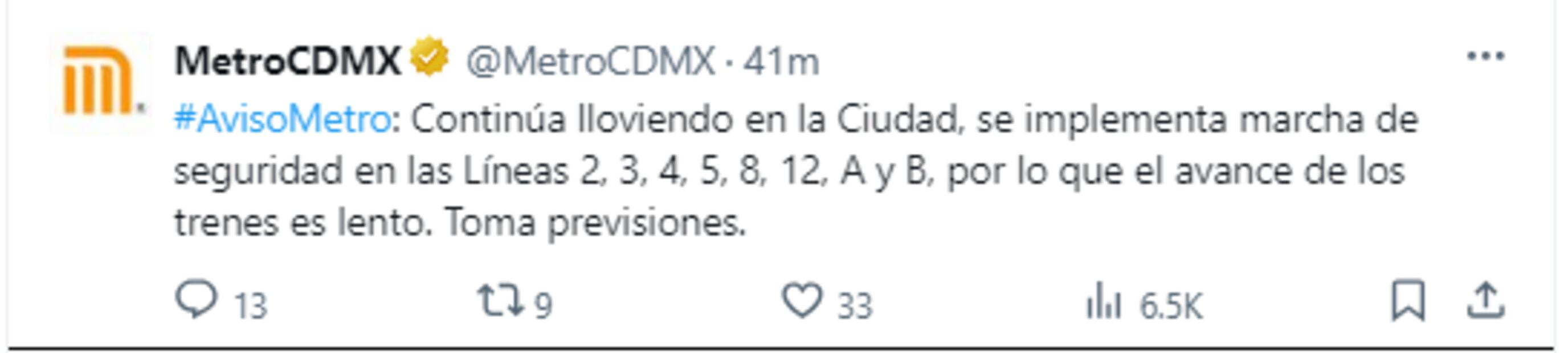 Marcha de trenes lento en Metro de la CDMX. Foto: Especial