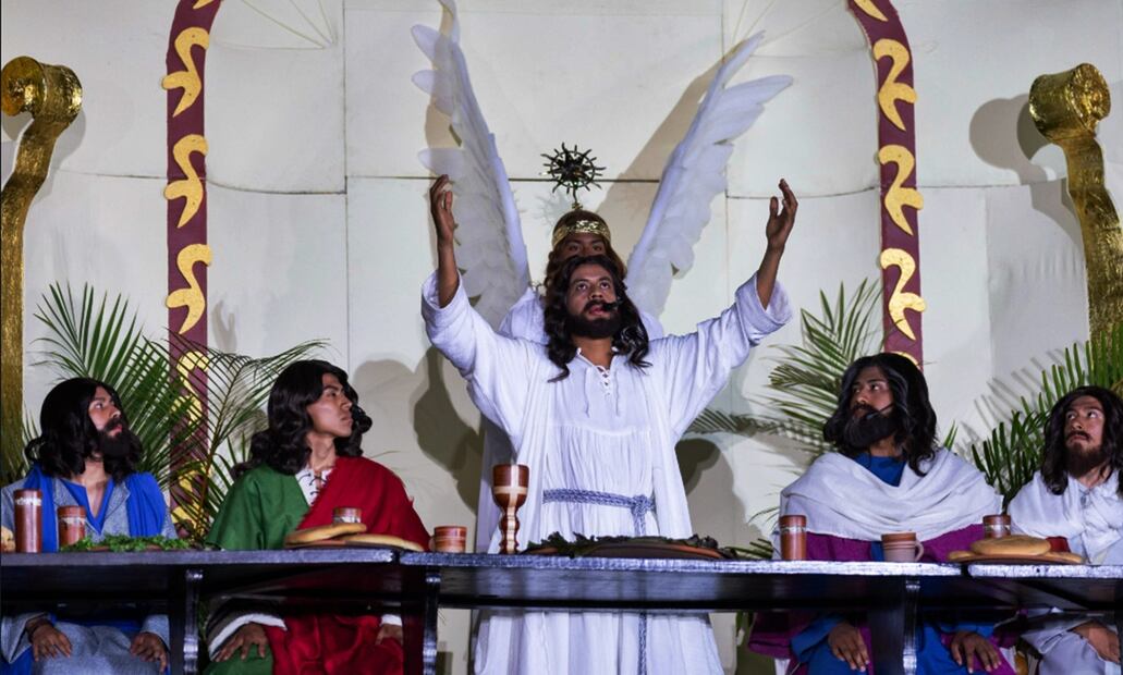 Interpretación de la Última Cena y lavatorio de pies durante la 182 Representación de la Semana Santa en Iztapalapa, el jueves 17 de abril de 2025. Foto Hugo Salvador/EL UNIVERSAL