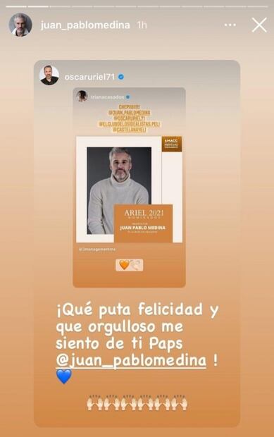 Juan Pablo Medina, feliz tras ser nominado en los Premios Ariel 
