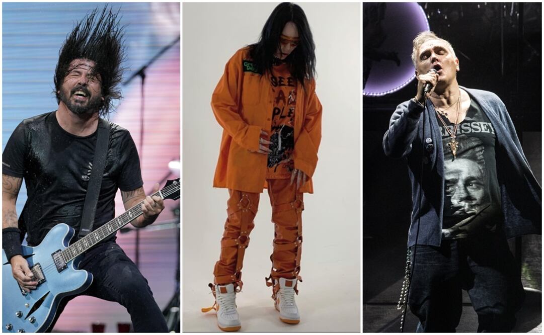 Dave Grohl, Billie Eilish y Morrissey. Fotos: Archivo y captura