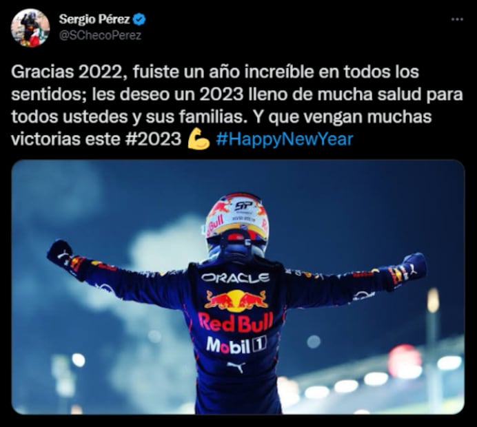 ¡Agárrate Verstappen! Checo Pérez lanzó un contundente mensaje por el año nuevo